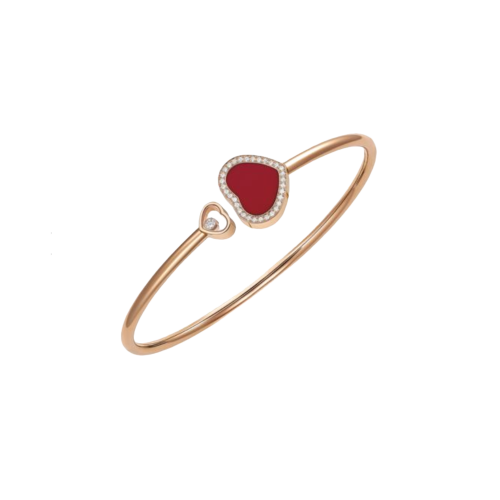 CHOPARD - HAPPY HEARTS - BRACCIALE GIUNCO IN ORO ROSA ETICO, DIAMANTI, PIETRA ROSSA - 85A074-5800 - 85A074-5803