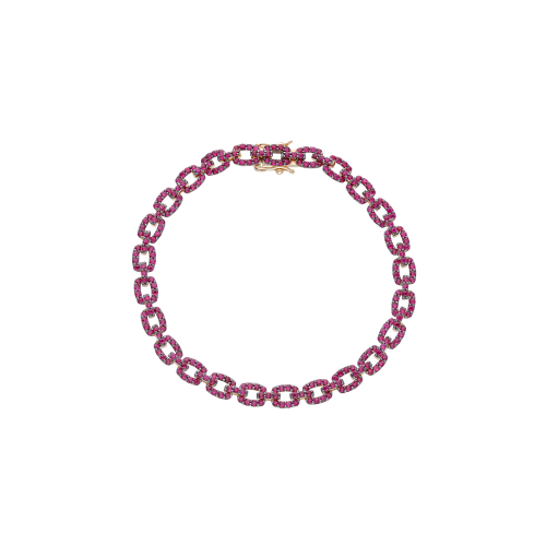 BRACCIALE A MAGLIA IN ORO ROSA E RUBINI NATURALI - VB28529RUPS