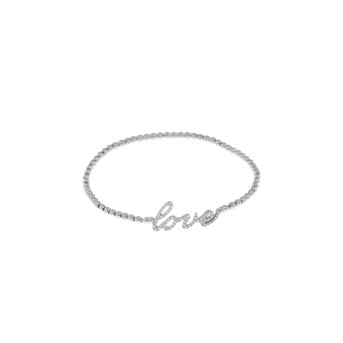 BRACCIALE ELASTICO IN ORO BIANCO CON SCRITTA 