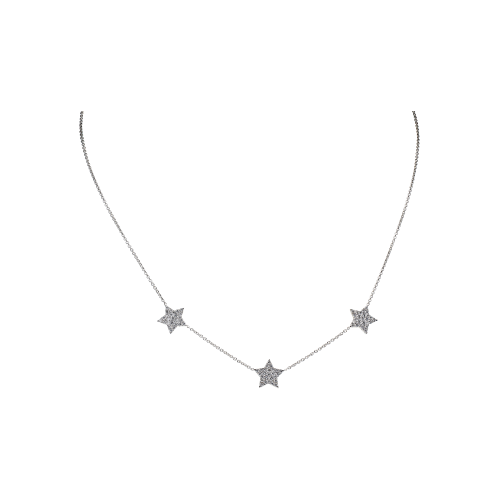 COLLANA GIROCOLLO IN ORO BIANCO CON STELLE IN PAVÈ DI DIAMANTI - 372-2041