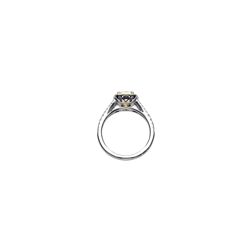 ANELLO IN ORO BIANCO CON DIAMANTE FANCY YELLOW CENTRALE E DIAMANTI BIANCHI - 000-5013-372