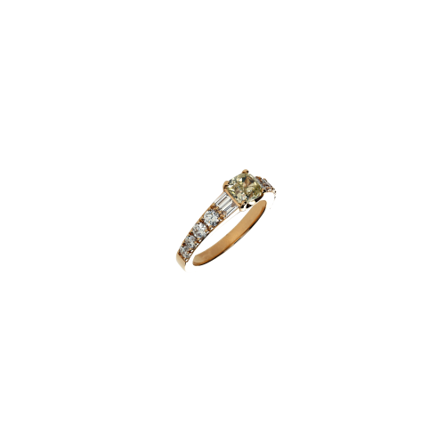 ANELLO IN ORO ROSA CON DIAMANTE FANCY YELLOW E DIAMANTI BIANCHI - 325-R10907