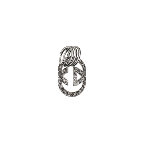 PORTACHIAVI GUCCI INTERLOCKING INCISO CON GG IN ARGENTO - YBF645579001