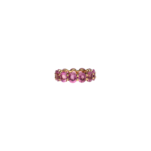 ANELLO VERETTA IN ORO ROSA CON ZAFFIRI ROSA - PRT2P-OV/ZR