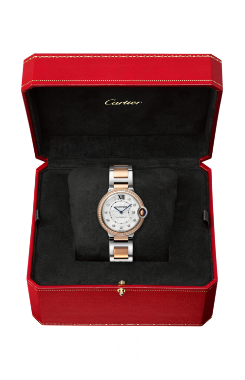 BALLON BLEU DE CARTIER 36 MM, MOVIMENTO MECCANICO A CARICA AUTOMATICA, ORO ROSA, ACCIAIO, DIAMANTI - W3BB0024