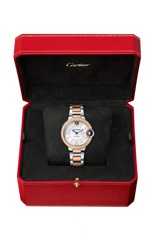 BALLON BLEU DE CARTIER 33 MM, AUTOMATICA, ACCIAIO, ORO ROSA, DIAMANTI - W3BB0023