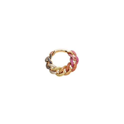 ANELLO RAINBOW A MAGLIE MORBIDE IN ORO ROSA CON ZAFFIRI MULTICOLOR E DIAMANTI - AR2461/MCS