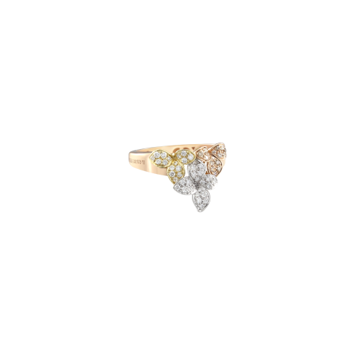 ANELLO AMA  IN ORO ROSA, GIALLO E BIANCO CON DIAMANTI BIANCHI E CHAMPAGNE - 16269BGR