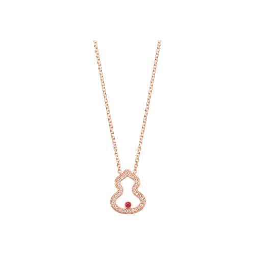 COLLANA WULU IN ORO ROSA CON DIAMANTI E RUBINI - WU-030-LGNL-RGDRU - WLN30AKRGRU