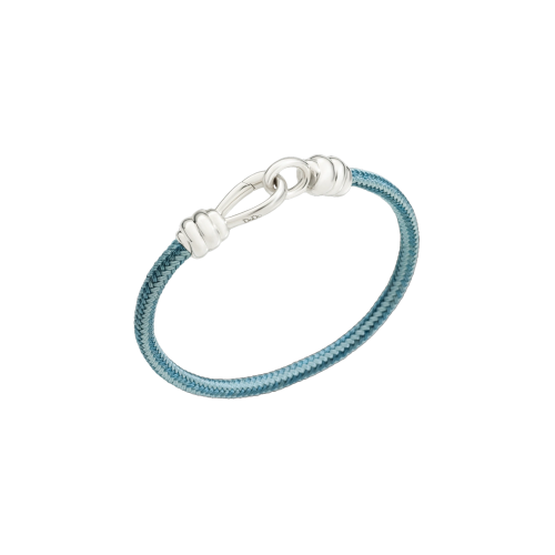 DODO NODO - BRACCIALE NODO CON CHIUSURA IN ARGENTO 925 E CORDONE BLU E AZZURRO - DBC2001KNOT0CAZAG - DBC2001KNOT0CAZAG