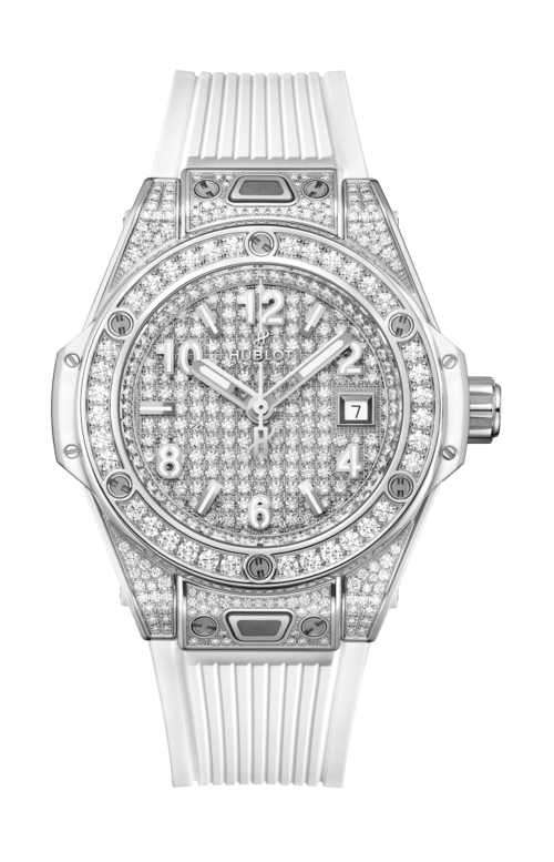 BIG BANG ONE CLICK STEEL WHITE FULL PAVÉ 33 MM - 485.SE.9000.RW.1604