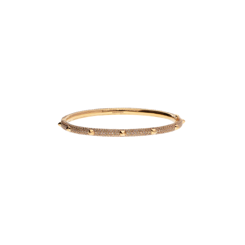 BRACCIALE PIRAMIDI IN ORO ROSA FULL PAVÈ DI DIAMANTI BROWN - VB27858DBP2