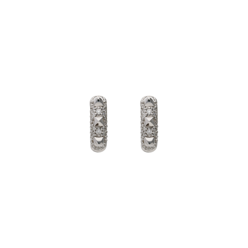 ORECCHINI PIRAMIDI A CERCHIO PICCOLO IN ORO BIANCO E DIAMANTI - VE22832DBW
