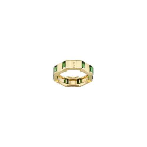ANELLO DAMIER LINK TO LOVE IN ORO GIALLO E TORMALINA VERDE - YBC702414002