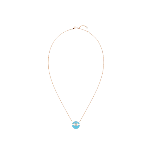 CHAUMET - COLLANA JEUX DE LIENS HARMONY MODELLO PICCOLO IN ORO ROSA CON DIAMANTI E TURCHESE - 084956 - 084956