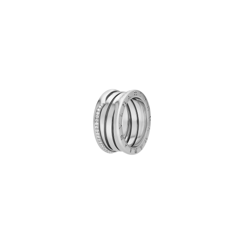 ANELLO B.ZERO1 A TRE FASCE IN ORO BIANCO CON DEMI-PAVÈ DI DIAMANTI - AN859412 - AN859830