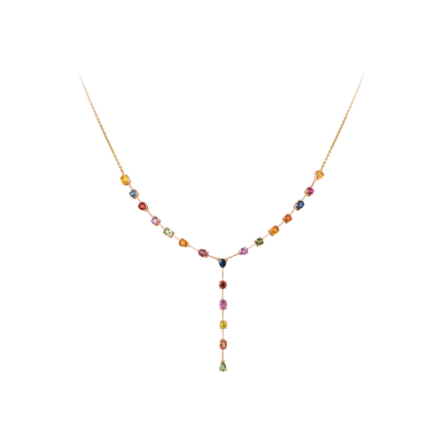 COLLANA RAINBOW IN ORO ROSA CON ZAFFIRI MULTICOLOR - AN2946/MCS