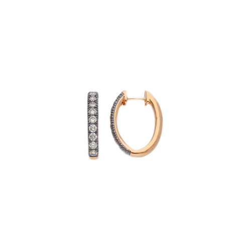 ORECCHINI A CERCHIO OVALE IN ORO ROSA E DIAMANTI BROWN - VE28786DBPS