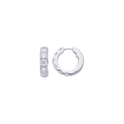 ORECCHINI A CERCHIO PICCOLO IN ORO BIANCO  E DIAMANTI - 254589BD