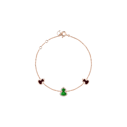 BRACCIALE PETITE WULU IN ORO ROSA CON DIAMANTI E GIADA - WU-BR0001C-RGDGJE - WUBPT1BRGJE