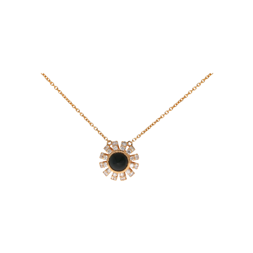 COLLANA GIROCOLLO CORONA IN ORO ROSA CON DIAMANTI E ONICE - VP28847DOXP