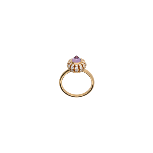 ANELLO CORONA IN ORO ROSA CON DIAMANTI  E AMETISTA - VR28848DAMP