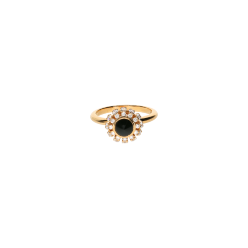 ANELLO CORONA IN ORO ROSA CON DIAMANTI E ONICE - VR28848DOXP