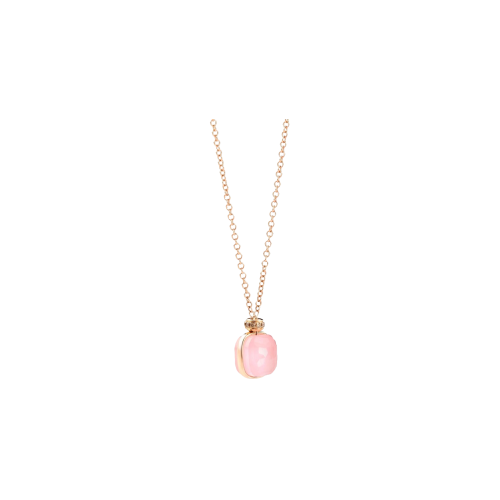 COLLANA NUDO IN ORO ROSA, ORO BIANCO, QUARZO ROSA, CALCEDONIO DIAMANTI BROWN - PCC2022O7000BRCQR - PCC2022O7000BRCQR