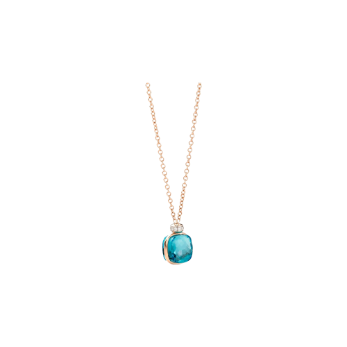 COLLANA NUDO IN ORO ROSA, ORO BIANCO, TOPAZIO BLUE LONDON E DIAMANTI - PCC2022O6WHRDB0TL - PCC2022O6WHRDB0TL