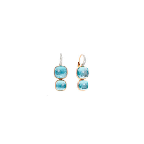 ORECCHINI NUDO IN ORO ROSA CON TOPAZI SKY BLUE E DIAMANTI - POC2025O7WHRDB0OY