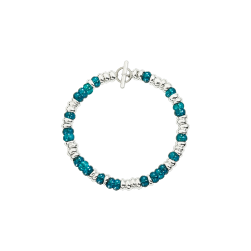 DODO RONDELLE - BRACCIALE RONDELLE IN ARGENTO, PLASTICA RICICLATA PEACOCK E ACCIAIO - DBC2004RONDEVP0AG