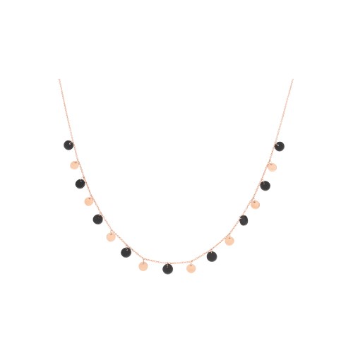 COLLANA PAILLETTES  IN ORO ROSA E ONICE - C082/3-ON