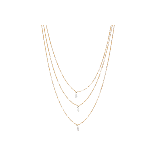 COLLANA IN ORO ROSA A TRE FILI CON TRE DIAMANTI PENDENTI - C058/25