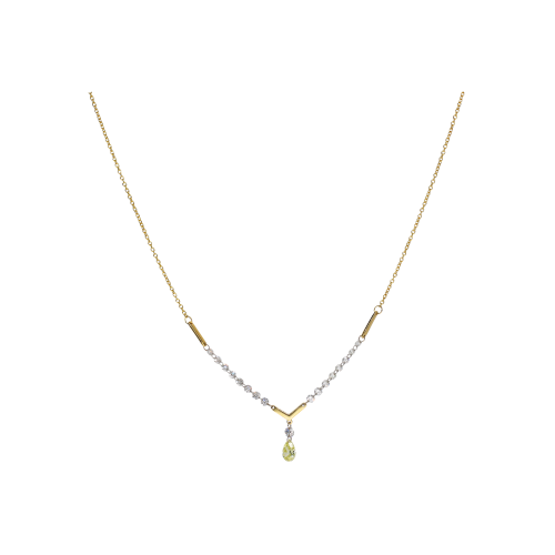 COLLANA IN ORO GIALLO CON DIAMANTI BIANCHI E DIAMANTE GOCCIA FANCY YELLOW - C069/32/2