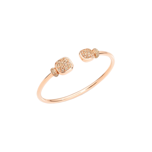 BRACCIALE NUDO IN ORO ROSA CON DIAMANTI BROWN E TOPAZI BIANCHI - PBC2027O7000DBRTB