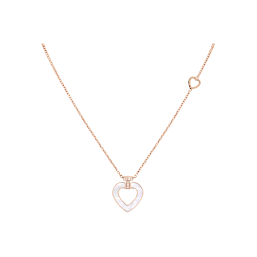 COLLANA PRETTY WOMAN IN ORO ROSA CON DIAMANTI, MADREPERLA E MALACHITE MODELLO PICCOLO - 7B0274