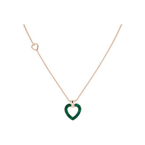 COLLANA PRETTY WOMAN IN ORO ROSA CON DIAMANTI, MADREPERLA E MALACHITE MODELLO PICCOLO - 7B0274