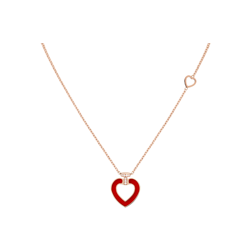 COLLANA PRETTY WOMAN IN ORO ROSA CON DIAMANTI,  E C0RNIOLA MODELLO PICCOLO - 7B0287