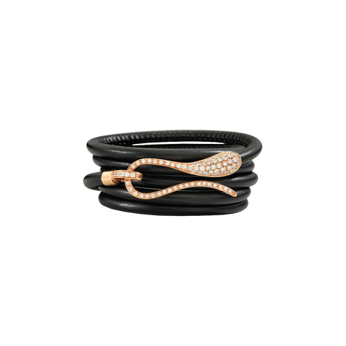 BRACCIALE ELIKA IN PELLE CON CHIUSURA IN ORO ROSA E PAVÉ DI DIAMANTI - DEK03BRRRDIXN - DEK03BRRRDIXN