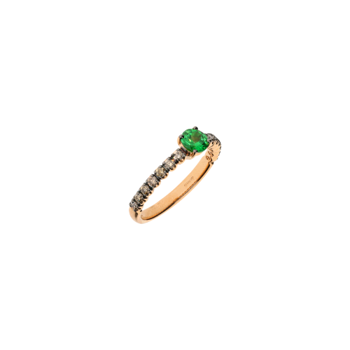 ANELLO IN ORO ROSA CON TSAVORITE E DIAMANTI BROWN - FA1141R013002N