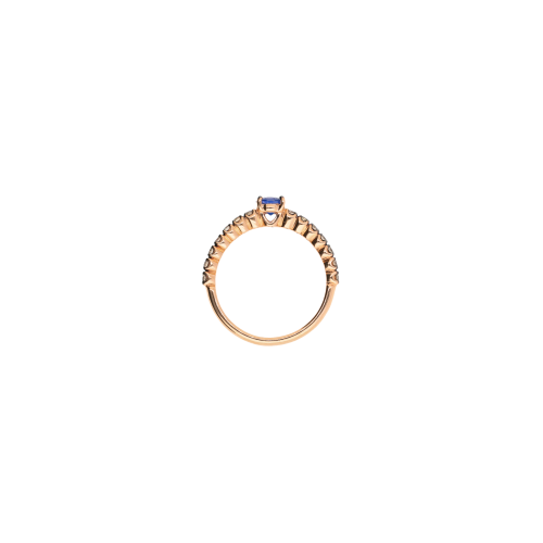 ANELLO IN ORO ROSA CON ZAFFIRO BLUE DIAMANTI BROWN - FA1141R008002N