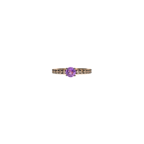 ANELLO IN ORO ROSA CON ZAFFIRO VIOLA  E DIAMANTI BROWN - FA1142R011002N