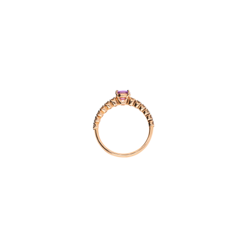 ANELLO IN ORO ROSA CON ZAFFIRO VIOLA  E DIAMANTI BROWN - FA1142R011002N