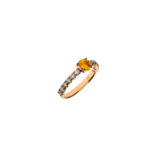 ANELLO IN ORO ROSA CON ZAFFIRO ARANCIO E DIAMANTI BROWN - FA1143R023002N