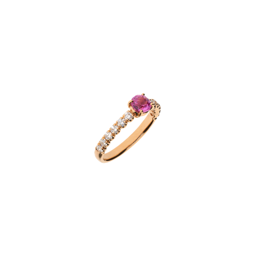 ANELLO IN ORO ROSA CON ZAFFIRO ROSA E DIAMANTI - FA1143R023002N