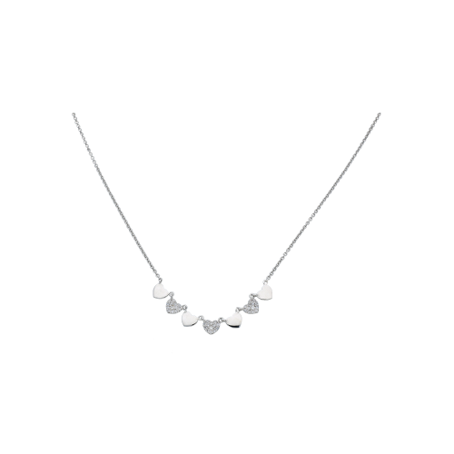 COLLANA GIROCOLLO CUORI IN ORO BIANCO CON DIAMANTI - C054/20