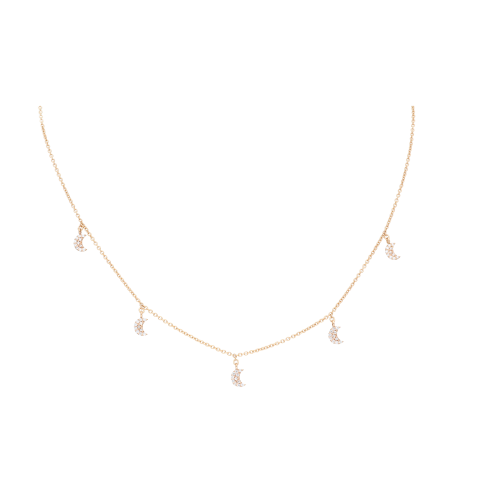 Collana Charms Lune in oro rosa e diamanti bianchi