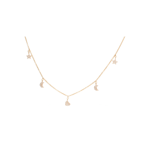 Collana Charms in oro rosa e diamanti bianchi - C054/6