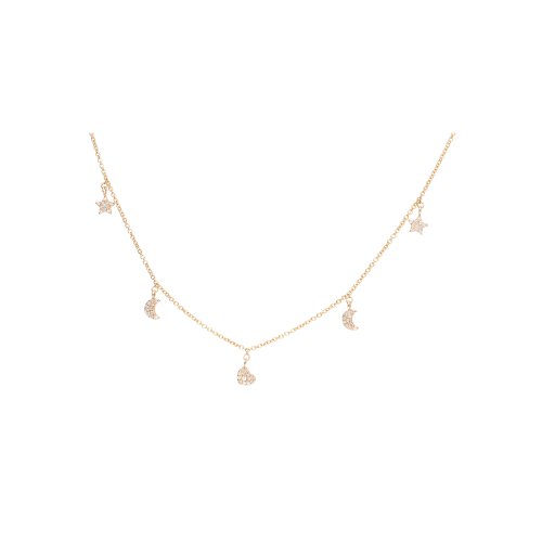 Collana Charms in oro rosa e diamanti bianchi