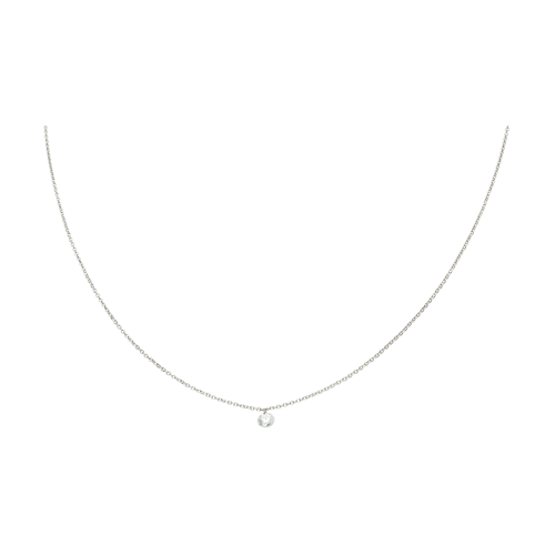 Collana Solitario in oro bianco e diamante bianco